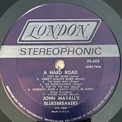 JOHN MAYALL BLUESBREAKERS “A Hard Road” PS-502 1967 COVER IS VG / VINYL IS VG+