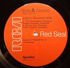 Liszt (LP) “Liszt’s Greatest Hits” (1973) RCA Red Seal (ARL1-0111) – (See Notes)