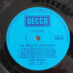 John Mayall – The World Of John Mayall 1970 LP, Comp Decca SPA 47 Very Good Plus