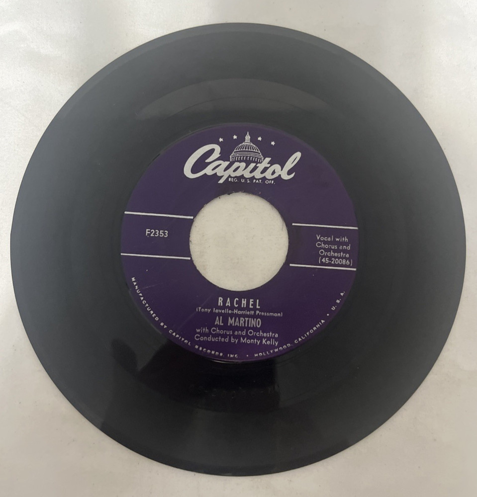 Al Martino 45 CAPITOL F2353 Rachel / One Lonely Night 1953 Traditional Pop Vocal