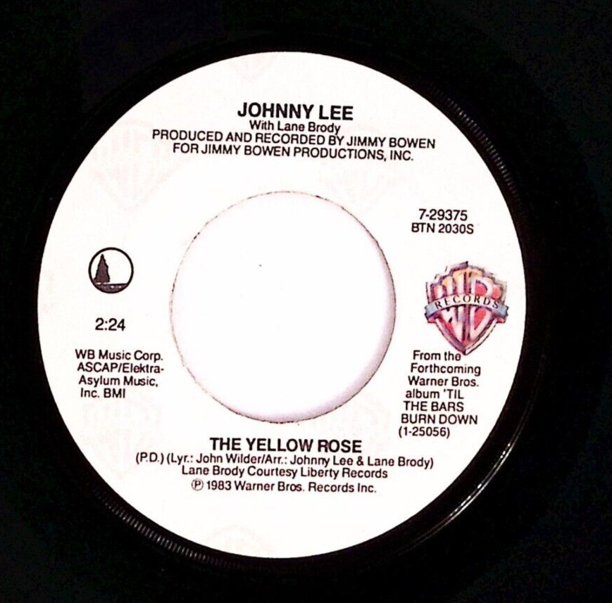 JOHNNY LEE SAY WHEN/THE YELLOW ROSE WARNER BROS RECORDS VINYL 45 74-68