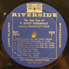 Franchot Tone – The Jazz Age Of F. Scott Fitzgerald Riverside Records RLP 701 LP