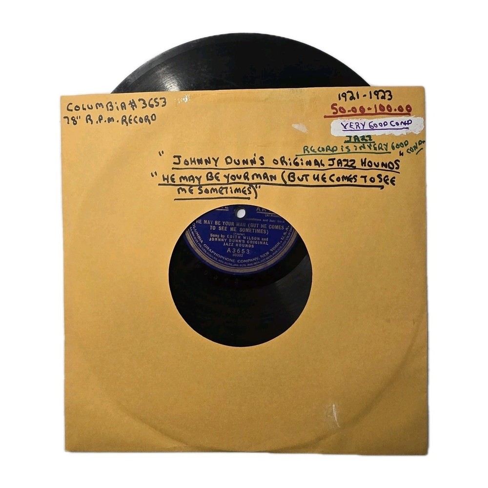 Edith Wilson Razor Jim 1920s Columbia A3653 78 RPM pre war Jazz Hounds Blues