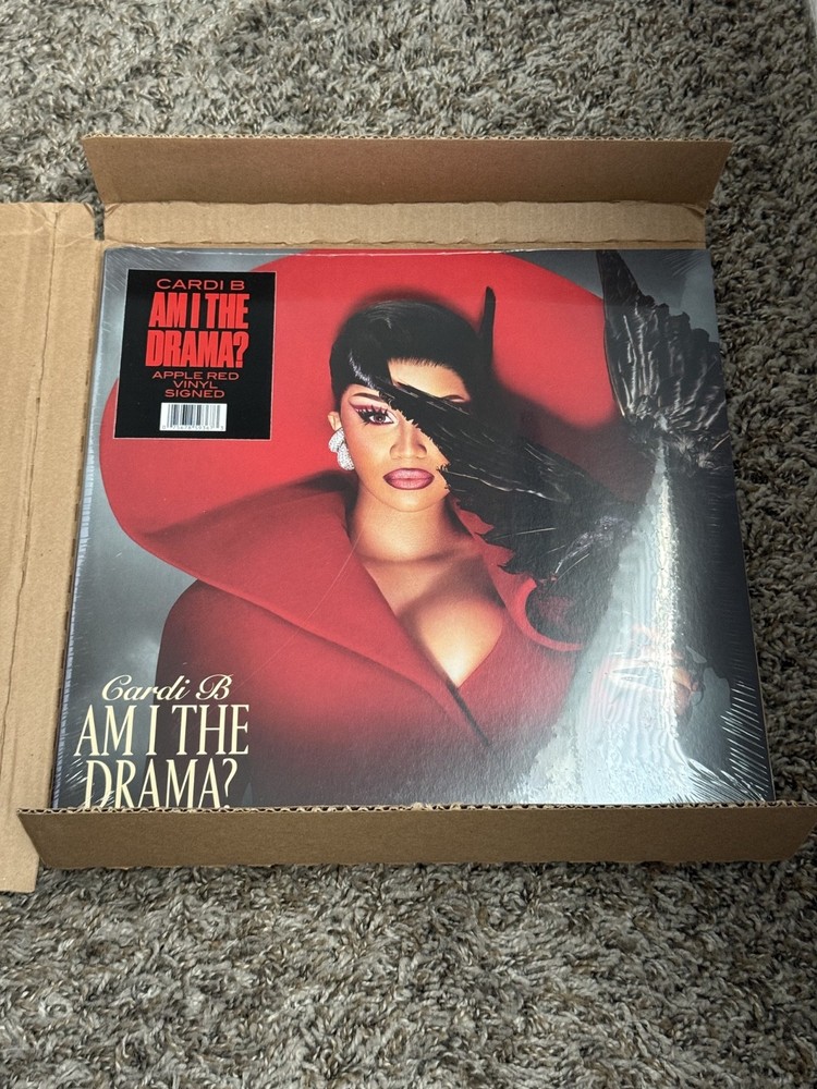 Cardi B-SIGNED-AM I THE DRAMA? Alternate Cover-Apple Red Vinyl-SOLD OUT-ON HAND
