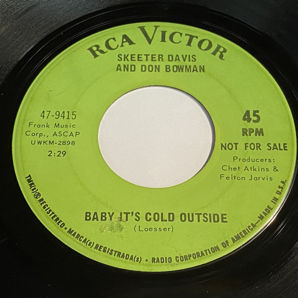 Skeeter Davis And Don Bowman: For Loving You / Baby It’s Cold Outside 45 – RCA