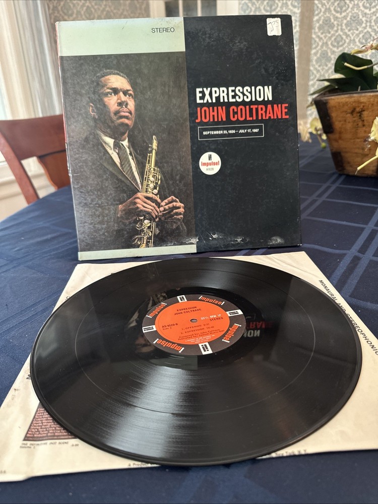John Coltrane EXPRESSION LP Impulse! AS-9120 Gatefold ’67 Disc & Cover 1st Press