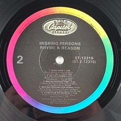 Missing Persons Rhyme & Reason 1984 New Wave 12″ LP Vinyl Record ST-12315