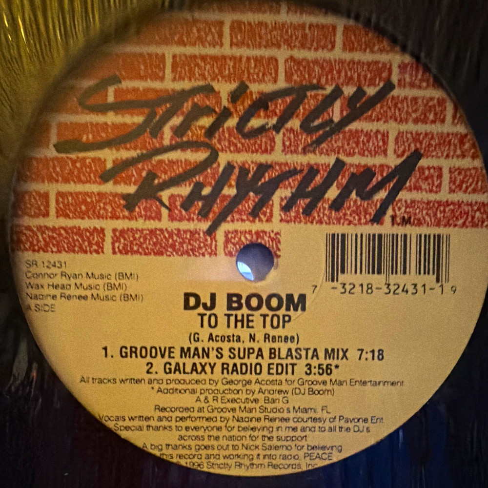 DJ Boom “To The Top” 96 Remixes 12″ Black Vinyl Single (1996) SR 12431
