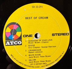 LP RECORD: CREAM – THE BEST OF / GINGER / BAKER / BRUCE SD 33-291 / ATCO