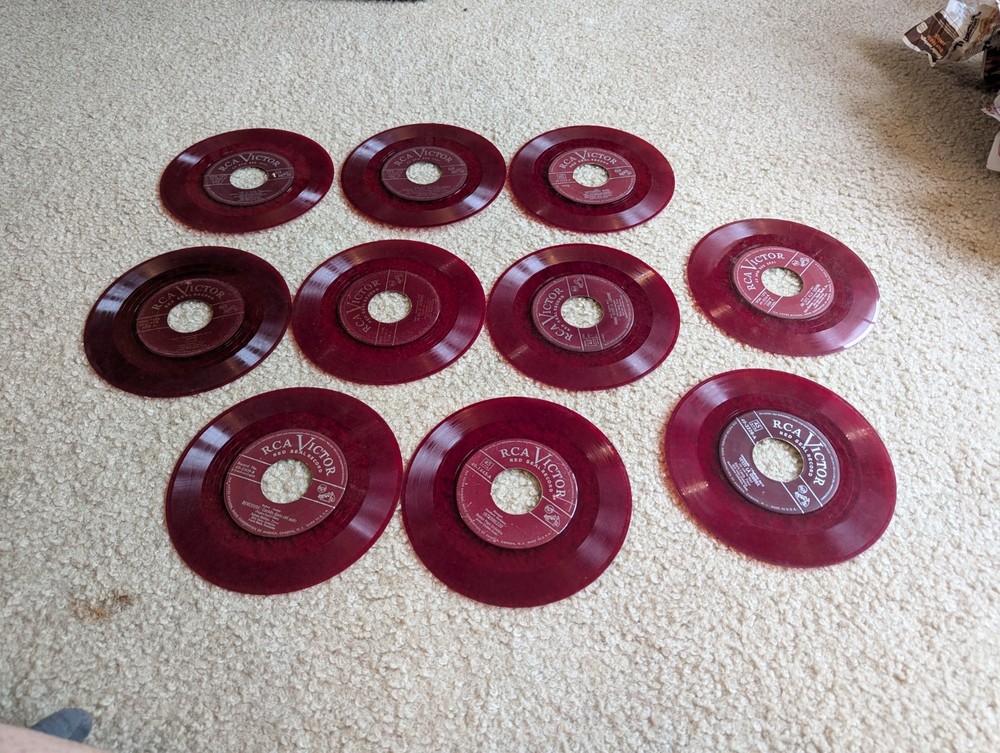 Lot of 10 RCA Victory Red Seal Records Red Vinyl 45 rpm for Crafts, Decoration