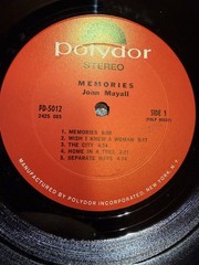 John Mayall Memories Vinyl LP 1971 Original Polydor PD 5010 Jerry McGee Larry