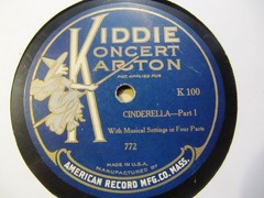 1921 Kiddie Koncert Karton Picture Label RECORD K 100 Cinderella part 1&2