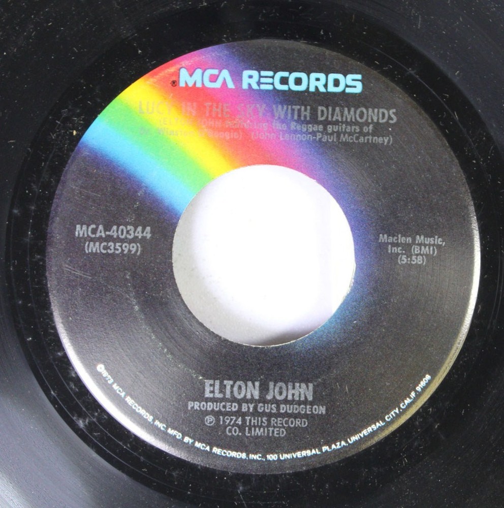 Rock 45 Elton John – Lucy In The Sky With Diamonds / One Day At A Time On Mca Re