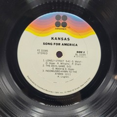 Kansas ‘ Song For America ‘ Vinyl LP Album US 1975 ROCK Stereo PZ 33385 Kirshner