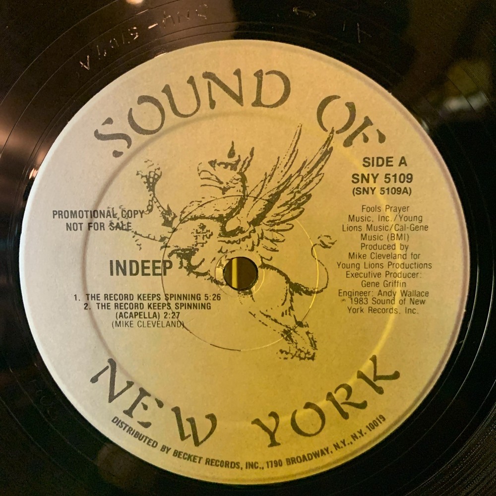 Indeep – The Record Keeps Spinning – Sound Of New York – SNY 5109 – 12” PROMO NM