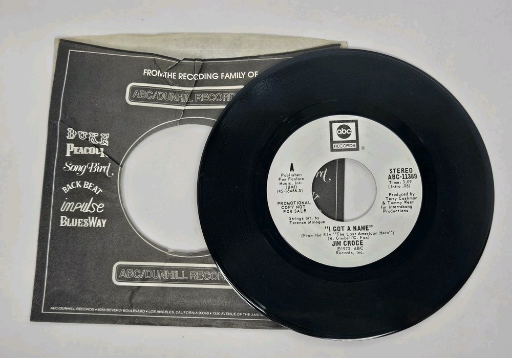 JIM CROCE I Got A Name White Label Promo 45 M/S Og Factory Sleeve 7″ Vinyl