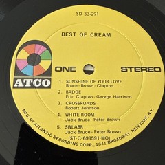 Cream ‎- Best Of Cream Vinyl LP 1969 ATCO ‎SD 33-291 Records Near Mint