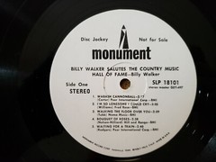 RARE PROMO 1969 EXCELLENT Billy Walker SALUTES COUNTRY HALL OF FAME 18101 LP33