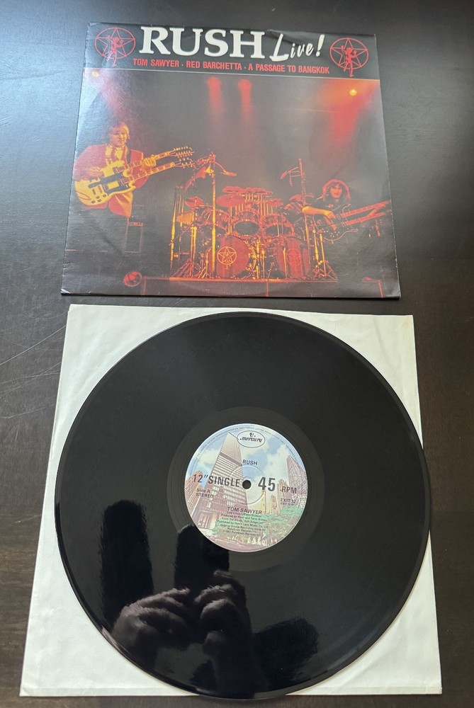 Rush Live! black vinyl lp mercury records pre-Exit Stage Left Tom Sawyer
