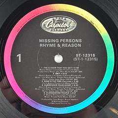 Missing Persons Rhyme & Reason 1984 New Wave 12″ LP Vinyl Record ST-12315