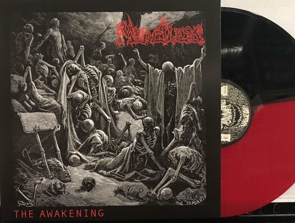 Merciless – The Awakening LP 2023 Osmose Productions OPLP087half [Black/Red] NEW