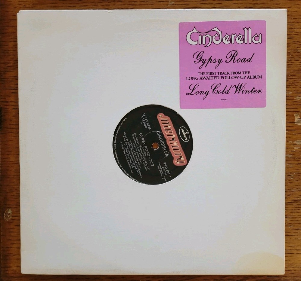 Cinderella Gypsy Road 1988 PROMO MERCURY 12″ LP VG+/EX CLEAN VINYL ORIGINAL HTF