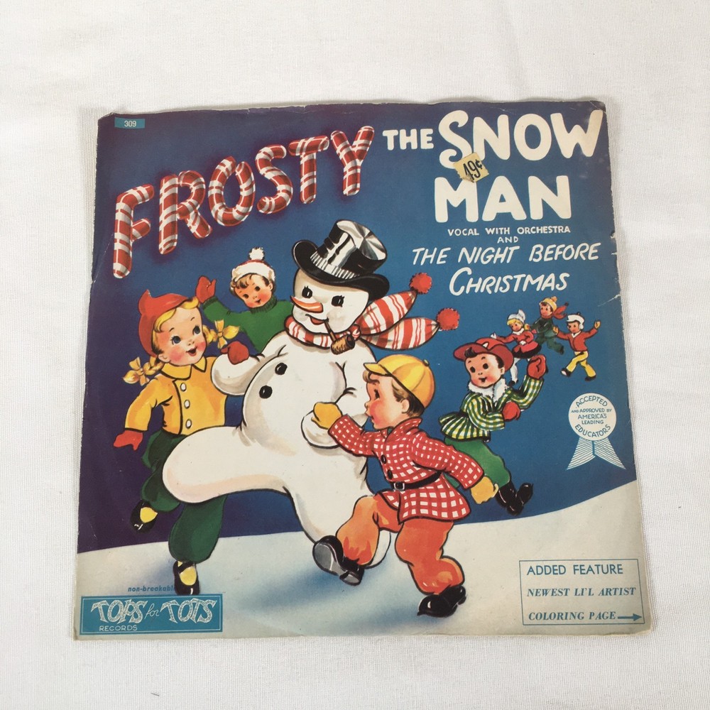 Vtg Tops for Tots Records Frosty the Snowman & The Night Before Christmas 78 RPM