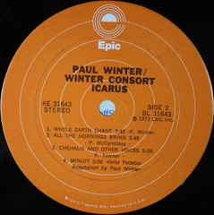 Paul Winter / The Winter Consort, Icarus, (LP, Album, RP, Ora), VG+, 4225091865