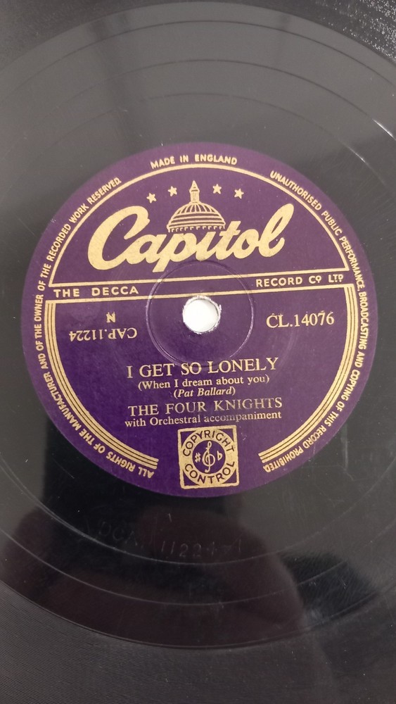 The Four Knights I Get So Lonely (When I Dream About You) 1954 10” 78 Shellac