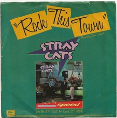 STRAY CATS ~ROCK THIS TOWN/ YOU CAN’T HURRY LOVE 1982 EMI AMERICA B-8132 7″ w/PS