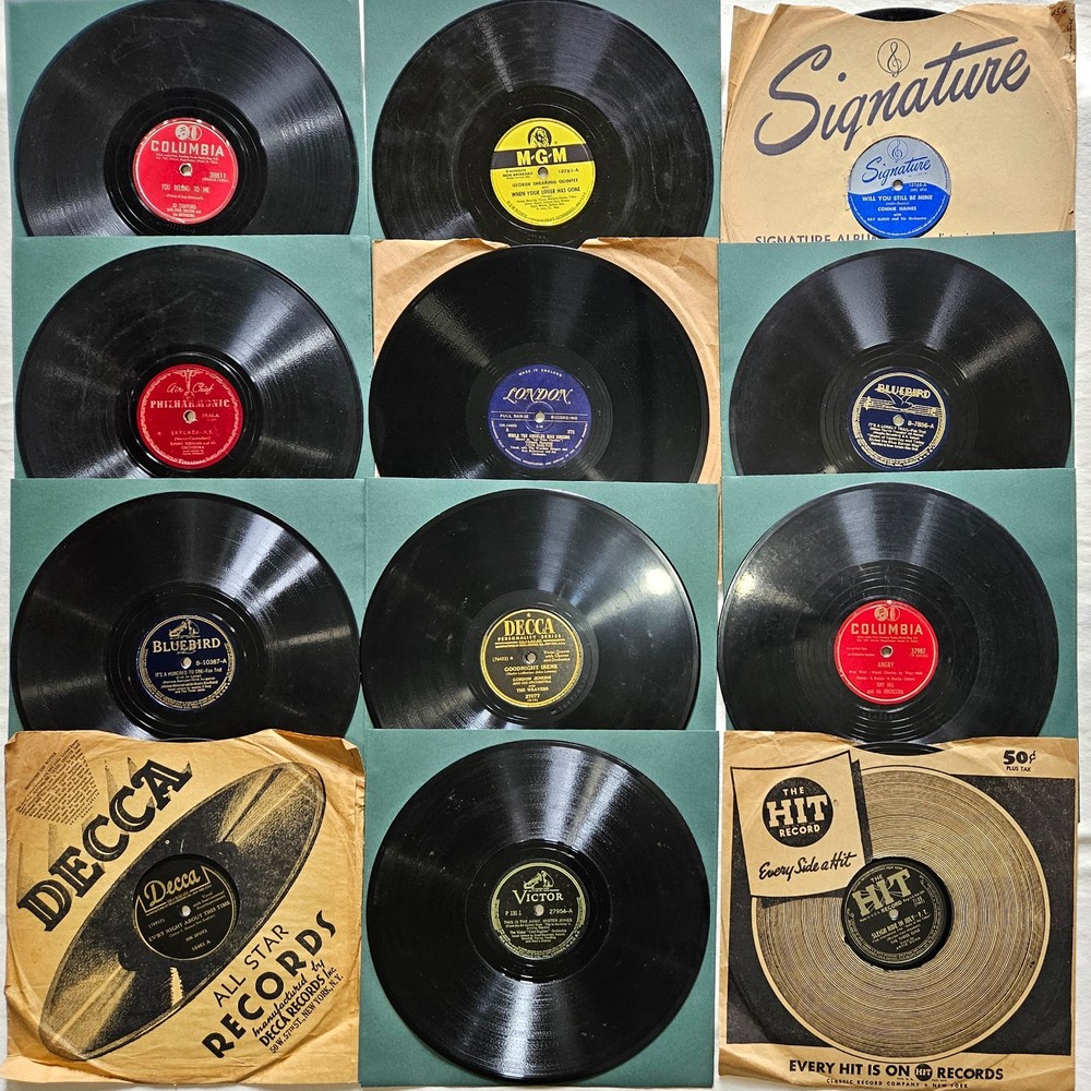 Twelve 78 RPM 10″ Records Lot #ANS: 1940s 1950s Vocal EZ Jazz Swing Crooner Pop
