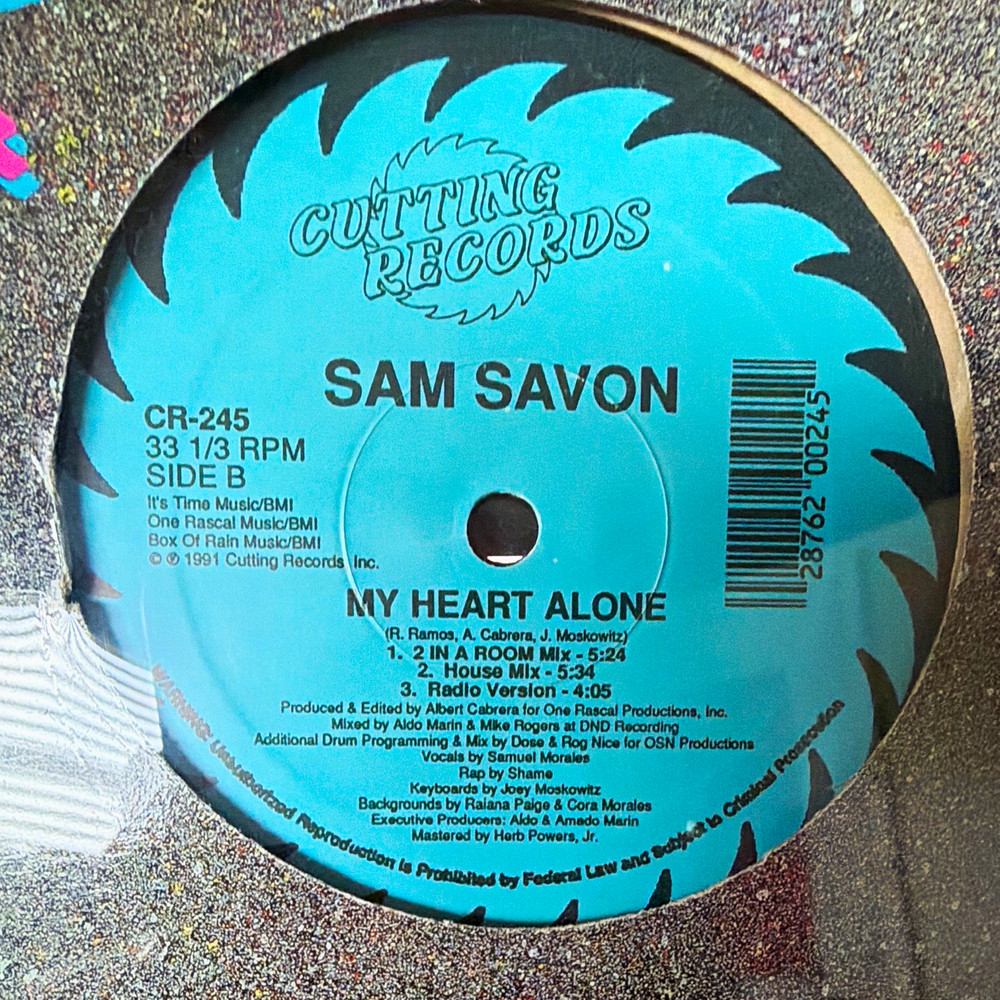 Sam Savon “My Heart Alone” 12″ Vinyl Single 33 RPM (1991) CR-245