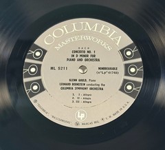 Glenn Gould Leonard Bernstein Beethoven Bach Concerto LP Columbia ML 5211 6-Eye