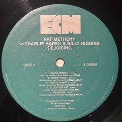 Pat Metheny Charlie Haden Billy Higgins Rejoicing Quiex Vinyl LP 1984 ECM Jazz