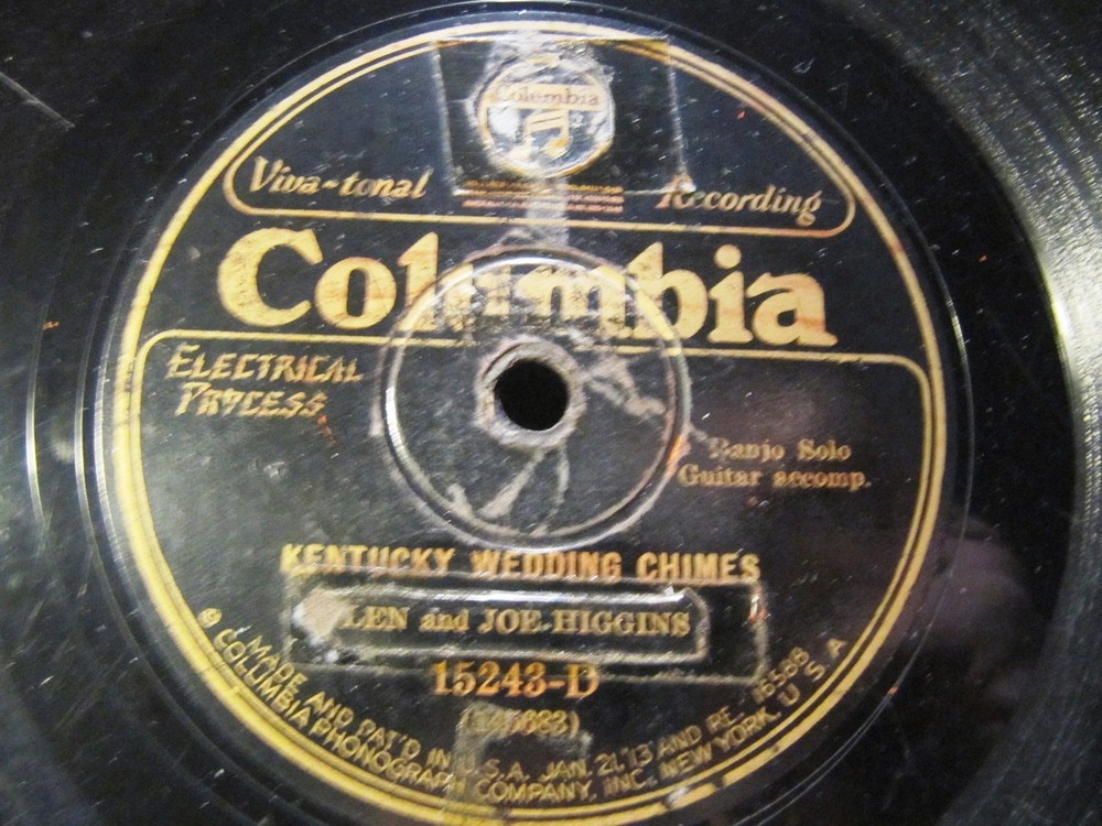 1928 LEN JOE HIGGINS Banjo Southern Folk Kentucky Wedding Chimes COLUMBIA 15243