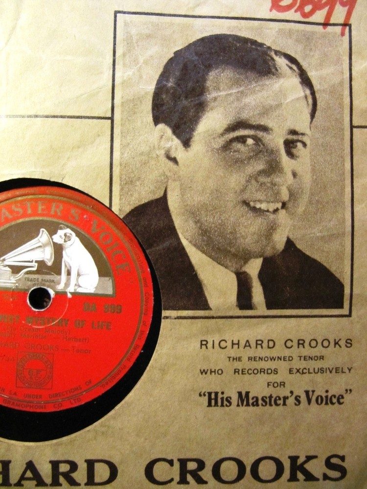 Picture Sleeve 1928 RICHARD CROOKS Herbert NAUGHTY MARIETTA Ah Sweet Mystery HMV