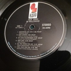 Jack Jones in Hollywood (33rpm/12″/Vinyl LP) Kapp Records KS 3590 Stereo