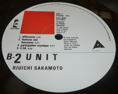 RIUICHI SAKAMOTO 33 RPM LP B-2 UNIT ELECTRONIC ODD ISLAND 1981