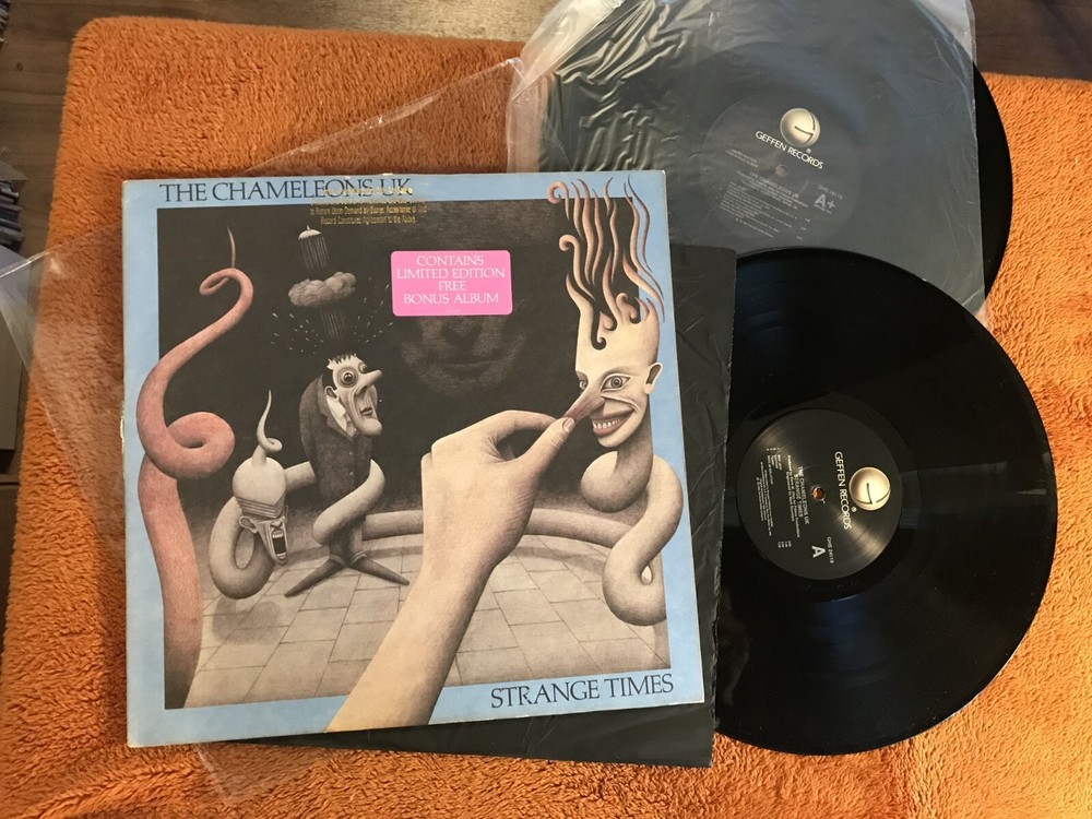 THE CHAMELEONS UK PROMO LP STRANGE TIMES w/LIMITED EDITION BONUS ALBUM 1986 rare