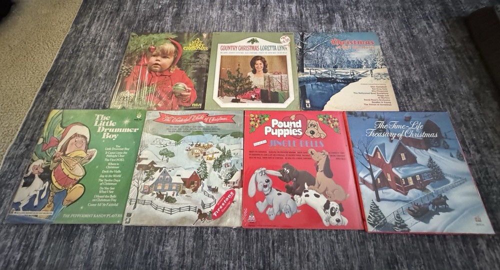 Vintage Christmas Vinyl Record Lot 8 LP Time Life Loretta Lynn Holiday READ