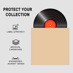 Heavy-Duty 20-Pack Brown Cardboard Vinyl Record Jackets for 12-Inch Albums