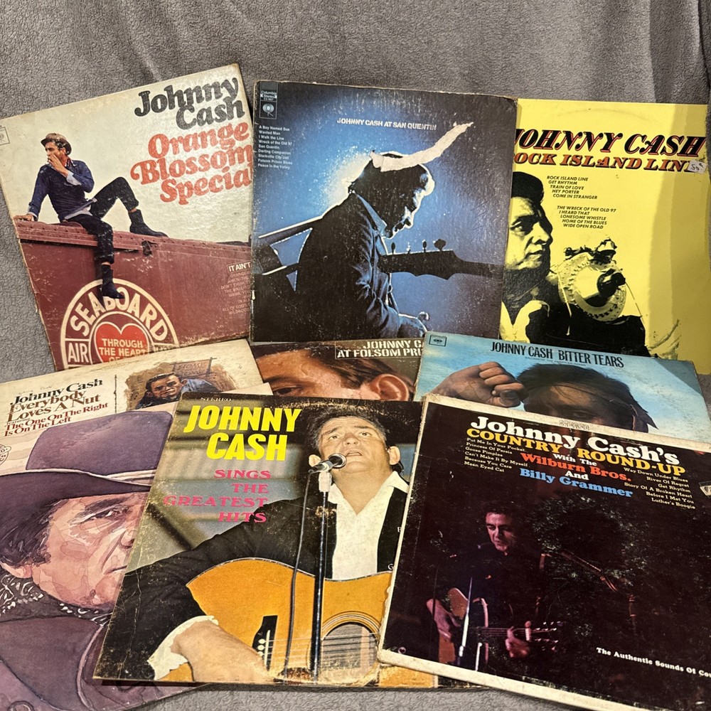JOHNNY CASH~9 Albums Lp’s~LIVE AT SAN QUENTIN~THE SUN YEARS