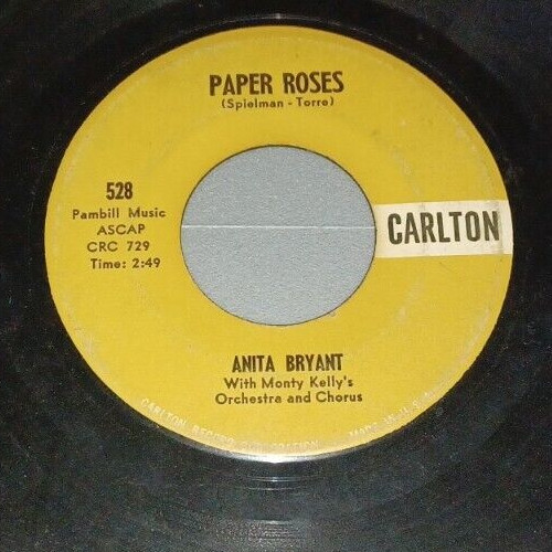 Anita Bryant ‎– Paper Roses / Mixed Emotions : 45rpm Record