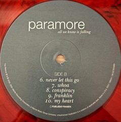 Paramore All We Know Is Falling (Red Translucent With Black Smoke VINYL. RSD)