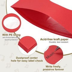 12″x12″ 20 Pcs 110GSM Vinyl Record Inner Paper Sleeves with Poly Lined (Red)
