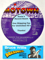 Bruce Willis Under the Boardwalk 45 7″ Vinyl with Rare Jukebox Title Strip Tag