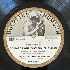 Devy Erlih Bureau Rare! ED1 France 10” lp Ravel Piano Violin Ducretet Thompson