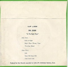 Dr. John, Record Sleeve Only, In The Right Place/Such A Night/Life 33 7″