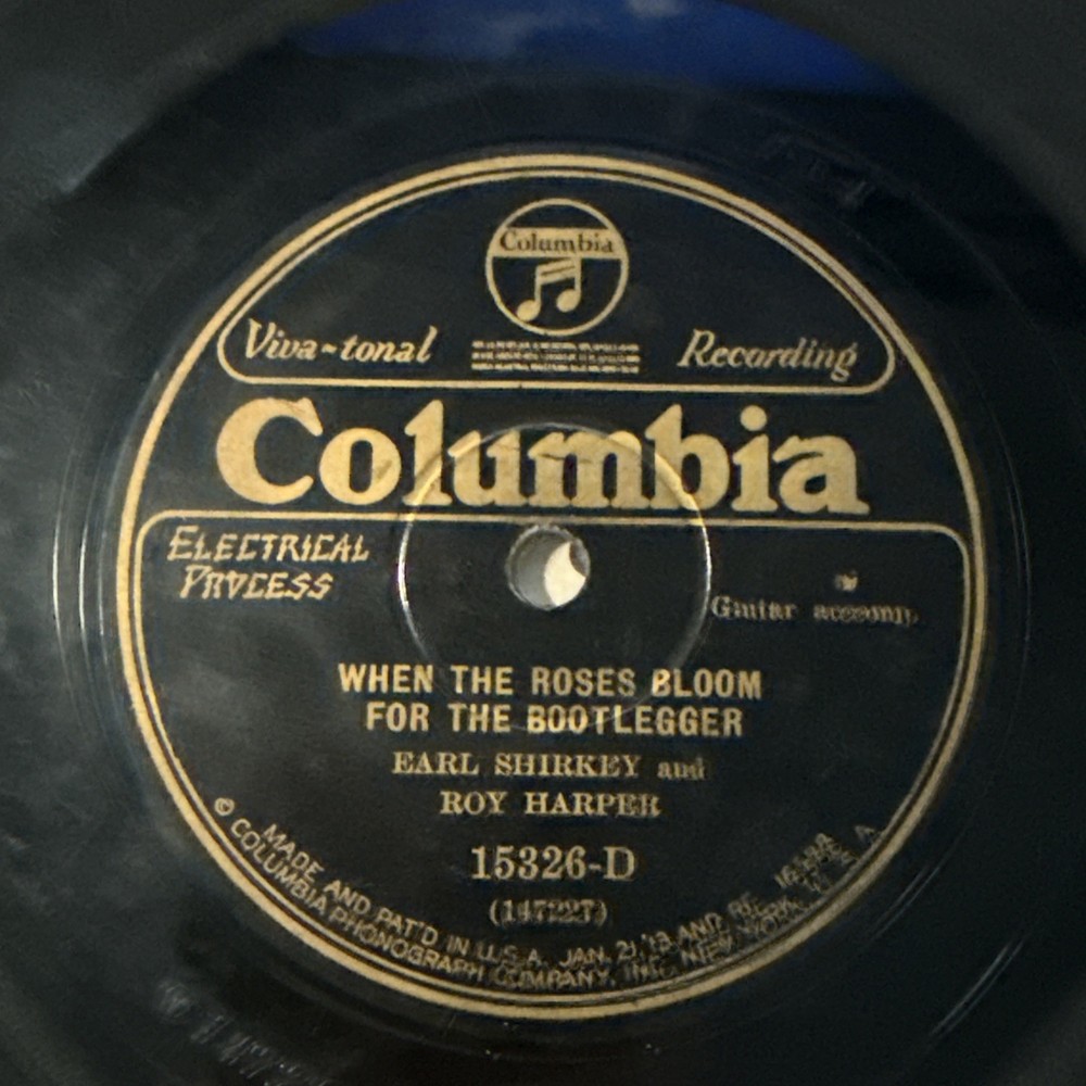 1928 COUNTRY – SHIRKEY & HARPER 78 rpm COLUMBIA Roses Bloom for the Bootlegger V