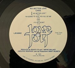 CHAS No Better Love VG+ LOVE JOY 1985 private funk soul boogie vinyl LP w/insert